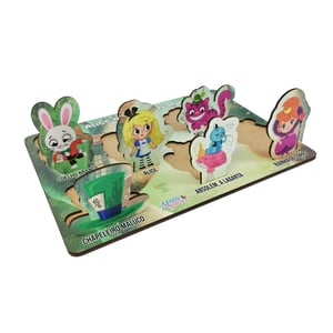 Brinquedo Educativo Tabuleiro Encaixe Alice No País Das Maravilhas Mdf