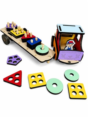 Brinquedo Caminhão Monstessori Figuras Geométricas Mdf