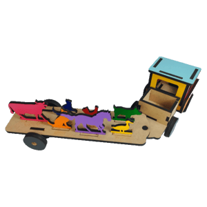 Brinquedo Caminhão Transportando Animais Mdf