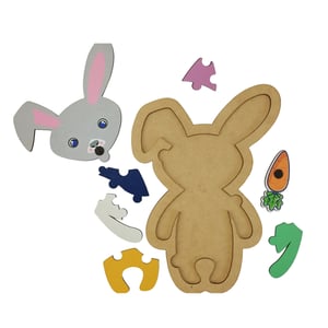 Brinquedo Educativo Infantil Quebra Cabeça  Coelho Mdf Com Imã