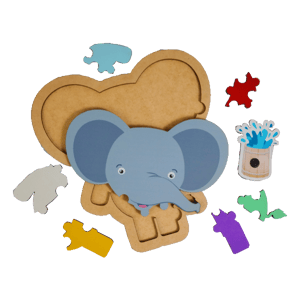 Brinquedo Educativo Infantil Quebra Cabeça Elefante Mdf Com Imã