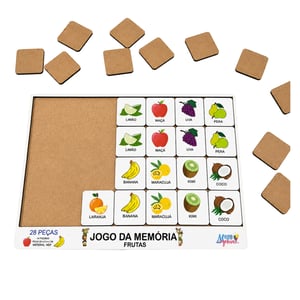 Brinquedo Educativo Tabuleiro Jogo Da Memória Frutas Mdf