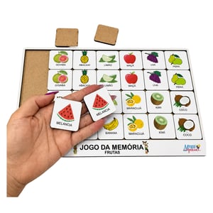 Brinquedo Educativo Tabuleiro Jogo Da Memória Frutas Mdf
