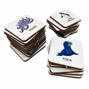 Brinquedo Educativo Tabuleiro Jogo Da Memória Animais Marinhos Mdf