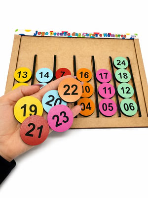Brinquedo Educativo Tabuleiro Desafio Cores Números Grande Mdf