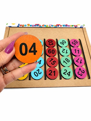 Brinquedo Educativo Tabuleiro Desafio Cores Números Grande Mdf