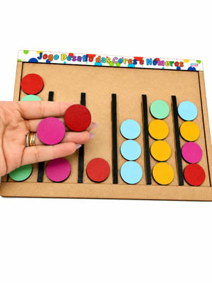 Brinquedo Educativo Tabuleiro Desafio Cores Números Mdf