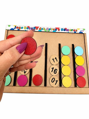 Brinquedo Educativo Tabuleiro Desafio Cores Números Mdf