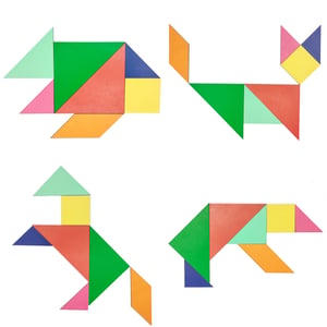 Brinquedo Educativo Tabuleiro Tangram Figuras Geométricas Mdf Cru