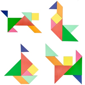 Brinquedo Educativo Tabuleiro Tangram Figuras Geométricas Mdf Cru