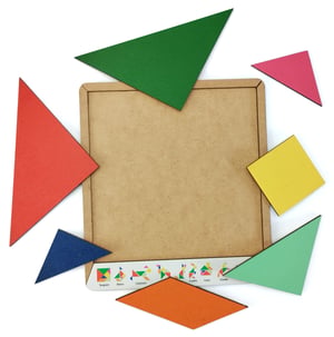 Brinquedo Educativo Tabuleiro Tangram Figuras Geométricas Mdf Cru