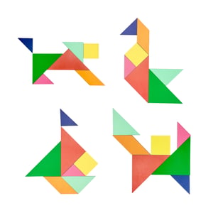 Brinquedo Educativo Tabuleiro Tangram Figuras Geométricas Mdf Branco