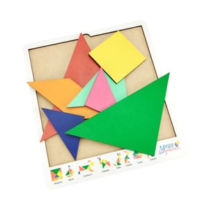 Brinquedo Educativo Tabuleiro Tangram Figuras Geométricas Mdf Branco