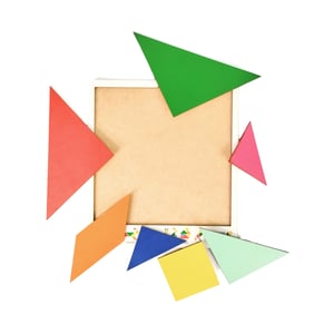 Brinquedo Educativo Tabuleiro Tangram Figuras Geométricas Mdf Branco