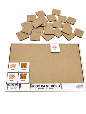 Brinquedo Educativo Tabuleiro Jogo Da Memória Partes do Corpo Mdf