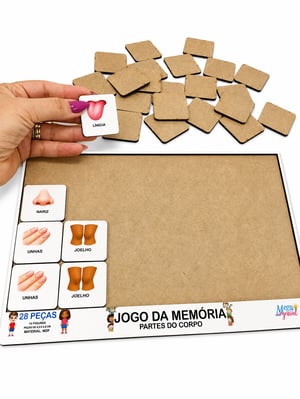 Brinquedo Educativo Tabuleiro Jogo Da Memória Partes do Corpo Mdf
