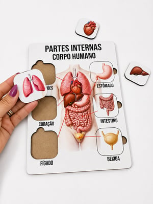 Brinquedo Educativo Tabuleiro Encaixe Partes Intgernas do Corpo Humano  Mdf
