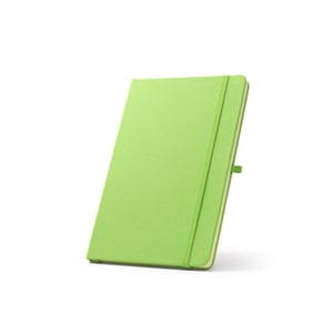 Caderno A5 de capa dura em PET 100% reciclado, com páginas pautadas recicladas