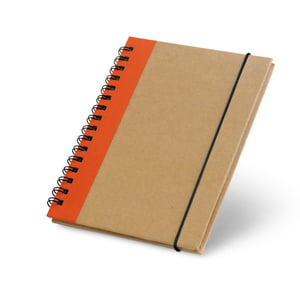 Caderno A6 de capa dura em cartão, com páginas lisas recicladas