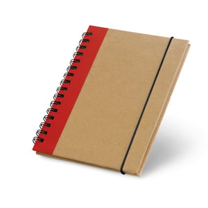 Caderno A6 de capa dura em cartão, com páginas lisas recicladas