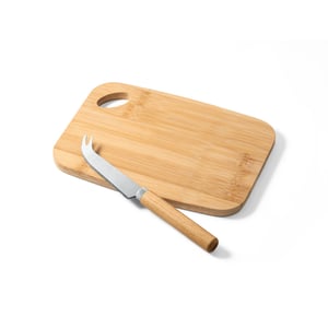 Conjunto de tábua de corte e pequena faca de queijo em bambu