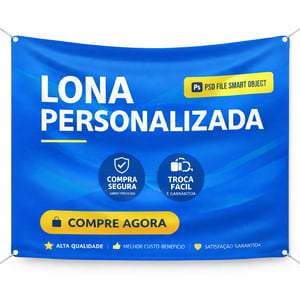 Lona Com Ilhós Personalizada - Por Metro - LON Lona 440g Personalizado   Ilhós 