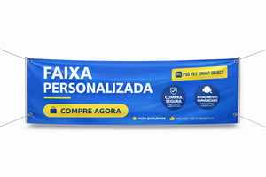 Faixa Personalizada Por Metro - FAI Lona 440g Personalizado   Bastões, ponteiras brancas e Ilhós 