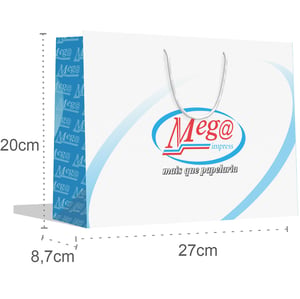 Sacola Personalizada 27x20x8,7 cm Papel 180g Impressão Colorida Papel offset 180g 27x20x8,7 cm Impressão Colorida Papel e Impressão com aparência fosca.  