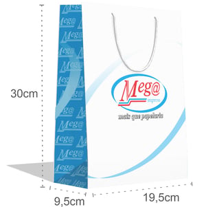 Sacola Personalizada 19,5x30x9,5cm Papel 180g  Impressão Colorida Papel offset 180g 19,5x30x9,5cm Impressão Colorida Papel e Impressão com aparência fosca.  
