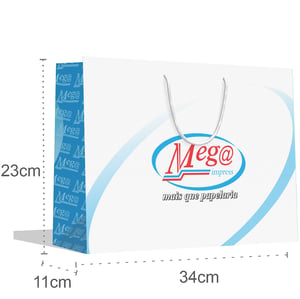 Sacola Personalizada 34x23x11cm  Papel 180g  Impressão Colorida Papel offset 180g 34x23x11cm Impressão Colorida Papel e Impressão com aparência fosca.  
