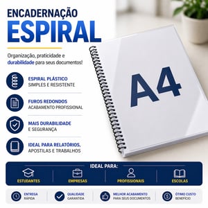 Encadernação A4 Capa Transp./Contra Preto A4 - 21X29,7CM   Espiral Plástico 