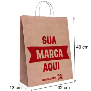 Sacola Personalizada Kraft 40X32X13cm G Com sua Logo Papel kraft 100g 40X32X13cm Impressão da Arte em 1 Cor   