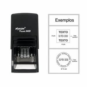 Carimbo Personalizado Automático Datador 4mm (altura da data) Nykon Power 343D  43x43mm    