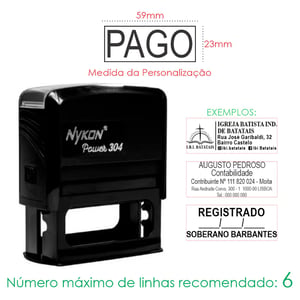 Carimbo Personalizado Automático Nykon Power 304  23x59mm    