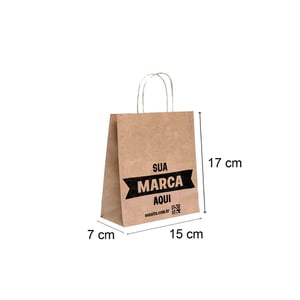Sacola Personalizada Kraft 17X15X7cm Micro Com sua Logo Papel kraft 80g 17X15X7cm Impressão da Arte em 1 Cor   