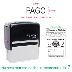 Carimbo Personalizado Automático Nykon M50  30x69mm    