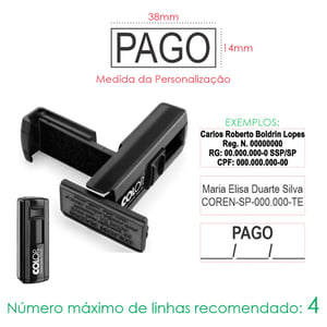 Carimbo Personalizado Automático Colop Pocket Stamp 20 Plus  14x38mm    