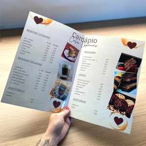 Cardápio A3 Personalizado Laminado 1 dobra 21x30cm (FECHADO)  21cm x 30cm    