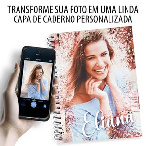 Foto Caderno Personalizado 10 Matérias 160 Folhas Capa Dura 20 x 27,5cm Laminado Sua Foto No Caderno