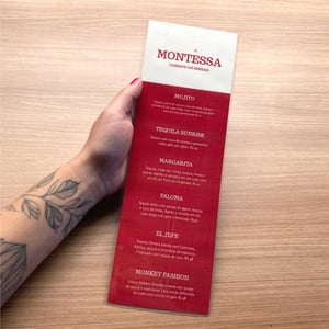 Cardápio Slim Plastificado 9,5cm x 30cm - Folha Única  9,5cm x 30cm    