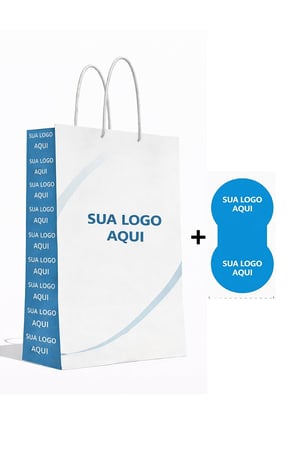 Kit Sacola Personalizadas 12x16x5cm + Adesivos Lacre Personalizado Com Sua Logo  12cm x 16cm x 5cm    