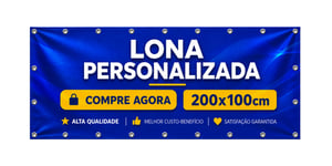 Lona Com Ilhós Personalizada 200x100cm Lona 440g 200cm x 100cm 4x0 Color  Ilhós 