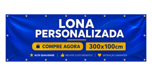 Lona Com Ilhós Personalizada 300x100cm Lona 440g 300cm x 100cm 4x0 Color  Ilhós 