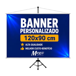 Banner Personalizado 120x90cm Lona 120cm x 90cm 4x0 Color  Bastão e Cordão 