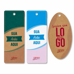 Tag Retangular e Oval Kraft / Offset Retangular e Oval 4x0 e 4x4 - Laser Color  Corte e Furo 