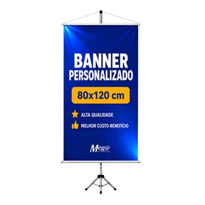 Banner Personalizado 80x120cm Lona 80cm x 120cm 4x0 Color  Bastão e Cordão 