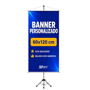 Banner Personalizado 60x120cm Lona 60cm x 120cm 4x0 Color  Bastão e Cordão 