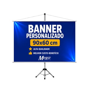 Banner Personalizado 90x60cm Lona 90cm x 60cm 4x0 Color  Bastão e Cordão 