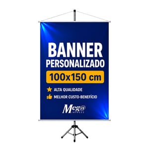 Banner Personalizado 100x150cm Lona 100cm x 150cm 4x0 Color  Bastão e Cordão 