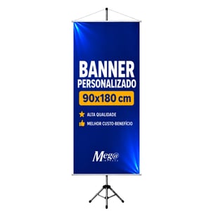 Banner Personalizado 90x180cm Lona 90cm x 180cm 4x0 Color  Bastão e Cordão 